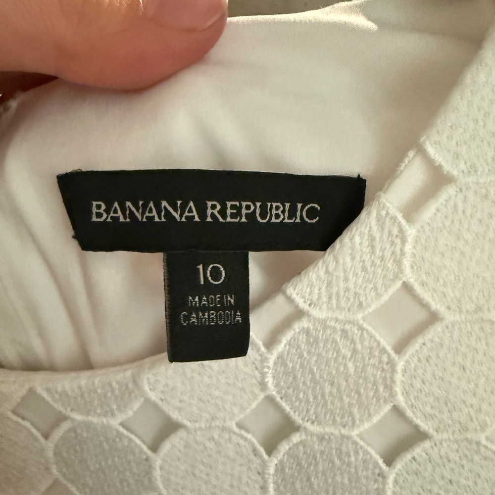 Banana Republic White Textured Shift Dress Size 10 - Picture 2 of 2